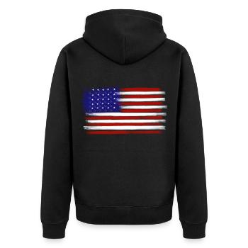 Amerikanische Flagge - Unisex Premium Bio Zip Hoodie - Schwarz - Hinten - Nico (187cm)