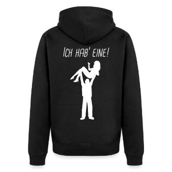 Ich hab' eine Bräutigam JGA Polterabend Hochzeit - Unisex Premium Bio Zip Hoodie - Schwarz - Hinten - Nico (187cm)