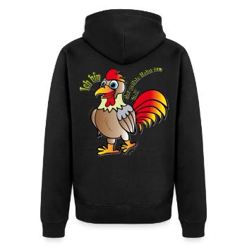 Hahn - Unisex Premium Bio Zip Hoodie - Schwarz - Hinten - Nico (187cm)