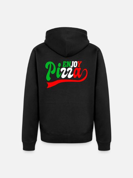 enjoy pizza - Unisex Premium Organic Zip Hoodie - black