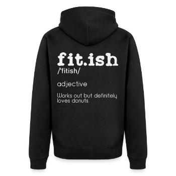 Fit-ish Funny Workout Fitness - Veste à capuche bio Premium Unisexe - noir - Dos - Nico (187cm)