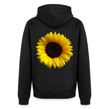 Sonnenblume, Sonnenblumen, Blume, Blüte, floral - Unisex Premium Bio Zip Hoodie - Schwarz - Hinten - Nico (187cm)