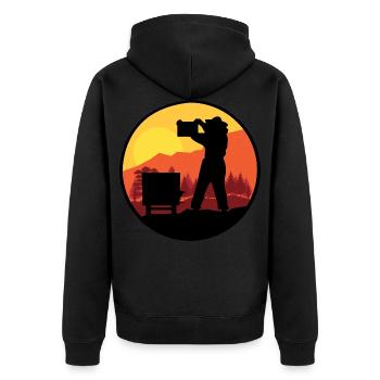 Imker Imkerei Geschenk Bienchen Honigbiene - Unisex Premium Bio Zip Hoodie - Schwarz - Hinten - Nico (187cm)