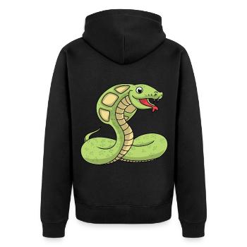 Cobra Reptilien Schlange Wildtiere Exotische Tiere - Unisex Premium Bio Zip Hoodie - Schwarz - Hinten - Nico (187cm)