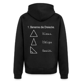 Nerd lustig Schule Bennene die Dreiecke - Unisex Premium Bio Zip Hoodie - Schwarz - Hinten - Nico (187cm)