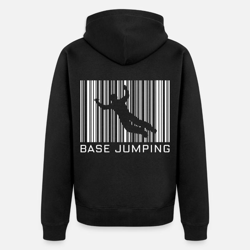 Base-Jumping Hobby mit Barcode - Unisex Premium Bio Zip Hoodie - Schwarz