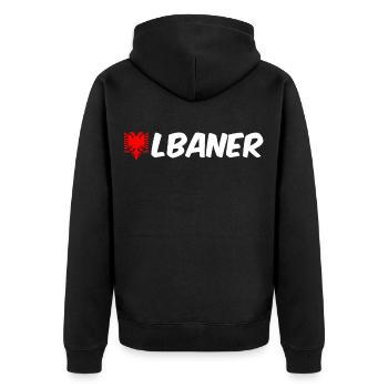 Albaner Sprüche - Unisex Premium Bio Zip Hoodie - Schwarz - Hinten - Nico (187cm)