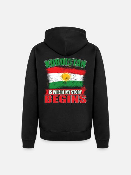 Patriotic Kurdistan flag - Unisex Premium Organic Zip Hoodie - black