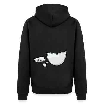 Eierschale Ei Eier schlüpfen Baby Geburt Schwanger - Unisex Premium Bio Zip Hoodie - Schwarz - Hinten - Nico (187cm)