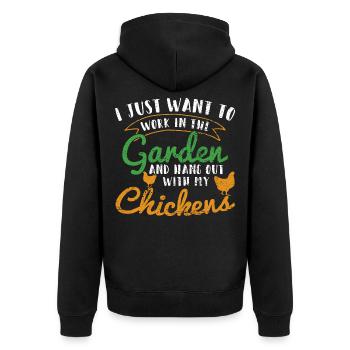 Gartenarbeit - Unisex Premium Bio Zip Hoodie - Schwarz - Hinten - Nico (187cm)
