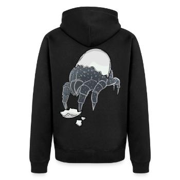 Milbe Ungeziefer Schädling Eierschale Fantasy Ei - Unisex Premium Bio Zip Hoodie - Schwarz - Hinten - Nico (187cm)