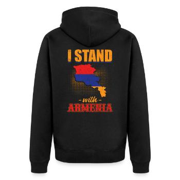 Armenien - Unisex Premium Bio Zip Hoodie - Schwarz - Hinten - Nico (187cm)