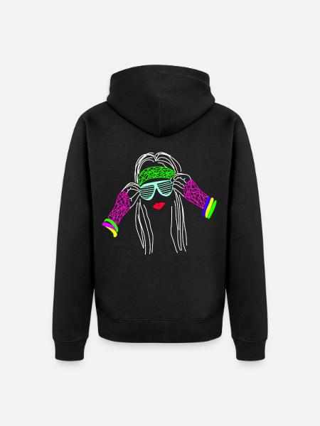 Retro Neon Farben 80er Style Party - Unisex Premium Bio Zip Hoodie - Schwarz