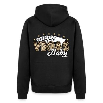 las vegas spiel - Unisex Premium Bio Zip Hoodie - Schwarz - Hinten - Nico (187cm)