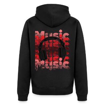 Headphones - Unisex Premium Organic Zip Hoodie - black - Back - Nico (187cm)