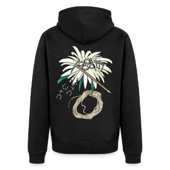 Bergsteiger Outdoor Edelweiß Bergsteigen Tirol - Unisex Premium Bio Zip Hoodie - Schwarz - Hinten - Nico (187cm)