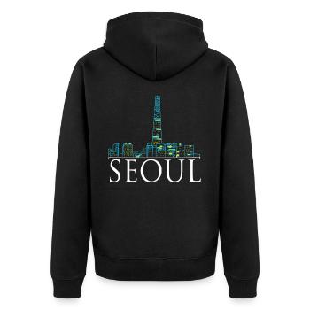 City trip - Country - World City Seoul - Unisex Premium Organic Zip Hoodie - black - Back - Nico (187cm)