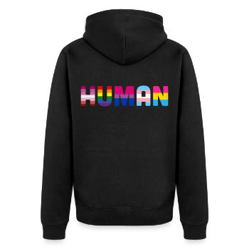 Drapeau LGBT Pansexual Transgender Gay Pride - Veste à capuche bio Premium Unisexe - noir - Dos - Nico (187cm)