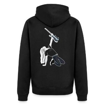 Femme sexy avec guitare rock - Veste à capuche bio Premium Unisexe - noir - Dos - Nico (187cm)