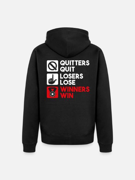 Gewinner Gewinnen Motivationsspruch - Unisex Premium Bio Zip Hoodie - Schwarz