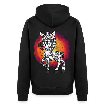 Zebra Sonne Afrika Wildnis Serengeti Kinder Zoo - Unisex Premium Bio Zip Hoodie - Schwarz - Hinten - Nico (187cm)