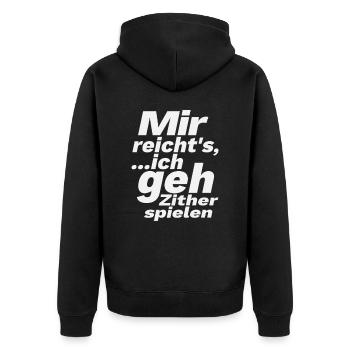 Zither lustiger Spruch Design Musiker Geschenk - Unisex Premium Bio Zip Hoodie - Schwarz - Hinten - Nico (187cm)