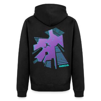 Parkour, acrobatie, freerunning, freestyle, sport - Veste à capuche bio Premium Unisexe - noir - Dos - Nico (187cm)
