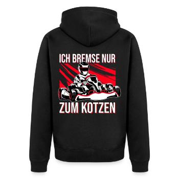 Kart Kartfahrer Kartsport GoKart - Unisex Premium Bio Zip Hoodie - Schwarz - Hinten - Nico (187cm)