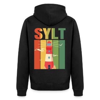Sylt - Unisex Premium Bio Zip Hoodie - Schwarz - Hinten - Nico (187cm)