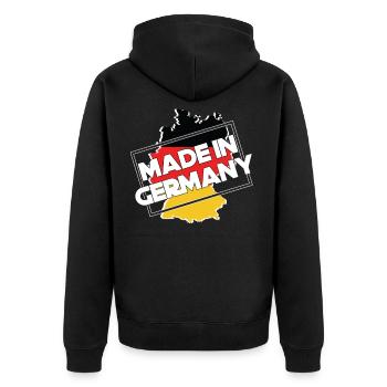 Made in Germany - Unisex Premium Organic Zip Hoodie - black - Back - Nico (187cm)