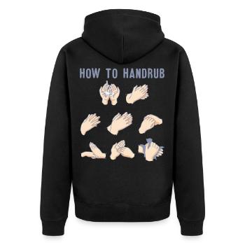 How to handrup - Unisex Premium Organic Zip Hoodie - black - Back - Nico (187cm)