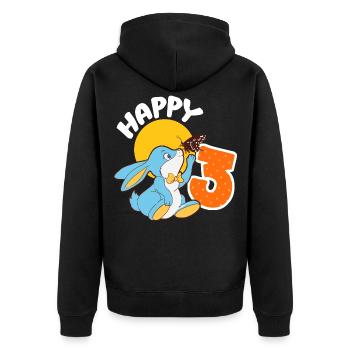 3 ans anniversaire garçon fille un lapin 3. - Veste à capuche bio Premium Unisexe - noir - Dos - Nico (187cm)