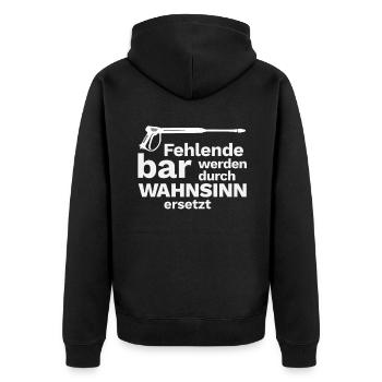 Hochdruckreiniger Dampfstrahler Lustiger Spruch - Unisex Premium Bio Zip Hoodie - Schwarz - Hinten - Nico (187cm)