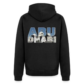 ABU DHABI SHIRT - Unisex Premium Bio Zip Hoodie - Schwarz - Hinten - Nico (187cm)