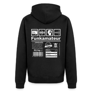 Cooles Amateurfunk Funkamateur Funker HAM Geschenk - Unisex Premium Bio Zip Hoodie - Schwarz - Hinten - Nico (187cm)