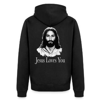 Jésus t'aime - Veste à capuche bio Premium Unisexe - noir - Dos - Nico (187cm)