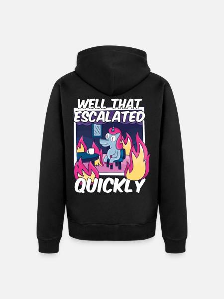 Se kiihtyi nopeasti meme yksisarvinen hauska - Premium unisex luomu-huppari vetoketjulla - musta
