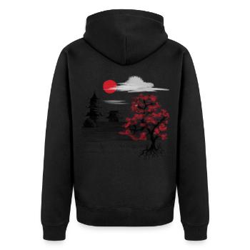Japon Nature Chine Asie Cerisier Fleur Asiatique - Veste à capuche bio Premium Unisexe - noir - Dos - Nico (187cm)