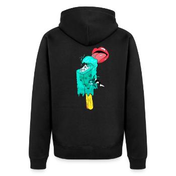 Wassereis <3 - Unisex Premium Bio Zip Hoodie - Schwarz - Hinten - Nico (187cm)