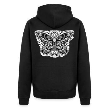 Magic Moth - Unisex Premium Bio Zip Hoodie - Schwarz - Hinten - Nico (187cm)