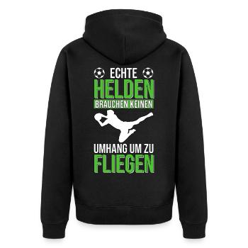 Torwart Torhüter Keeper Fussball - Unisex Premium Bio Zip Hoodie - Schwarz - Hinten - Nico (187cm)