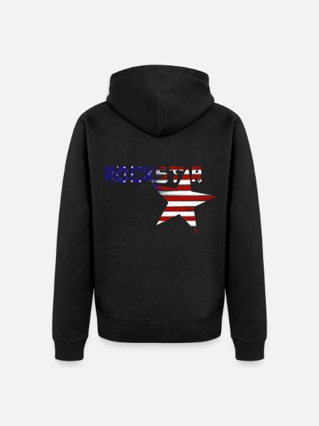 US Rock Star - Unisex Premium Organic Zip Hoodie - black