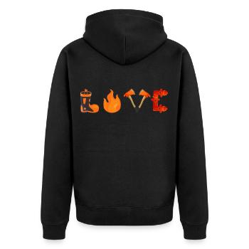 LOVE Firefighter - Unisex Premium Bio Zip Hoodie - Schwarz - Hinten - Nico (187cm)