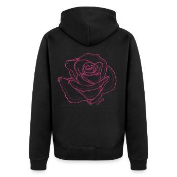 Pinke Rose - Unisex Premium Bio Zip Hoodie - Schwarz - Hinten - Nico (187cm)