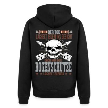 Bogenschiessen - Unisex Premium Bio Zip Hoodie - Schwarz - Hinten - Nico (187cm)