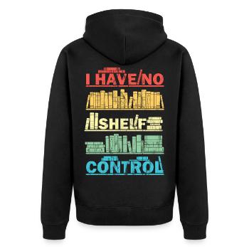 Shelf Control Buch Bücherwurm Lesen - Unisex Premium Bio Zip Hoodie - Schwarz - Hinten - Nico (187cm)