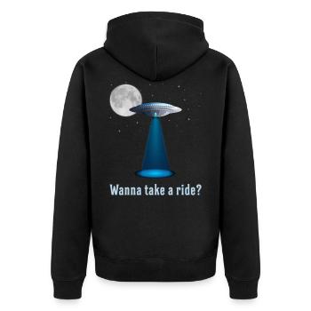 Alien Aliens Ufo Space Raumschiff Geschenkidee - Unisex Premium Bio Zip Hoodie - Schwarz - Hinten - Nico (187cm)