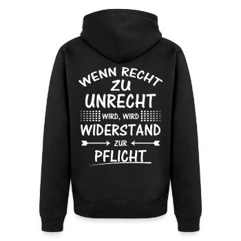 Protestshirt gegen Einschränkung der Grundrechte - Unisex Premium Bio Zip Hoodie - Schwarz - Hinten - Nico (187cm)