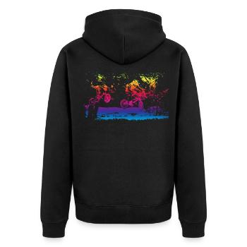 bmx - Unisex Premium Bio Zip Hoodie - Schwarz - Hinten - Nico (187cm)
