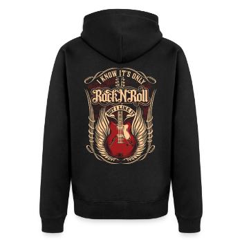 Gitarre Rock 'n' Roll E-Gitarre Musik Fun Geschenk - Unisex Premium Bio Zip Hoodie - Schwarz - Hinten - Nico (187cm)
